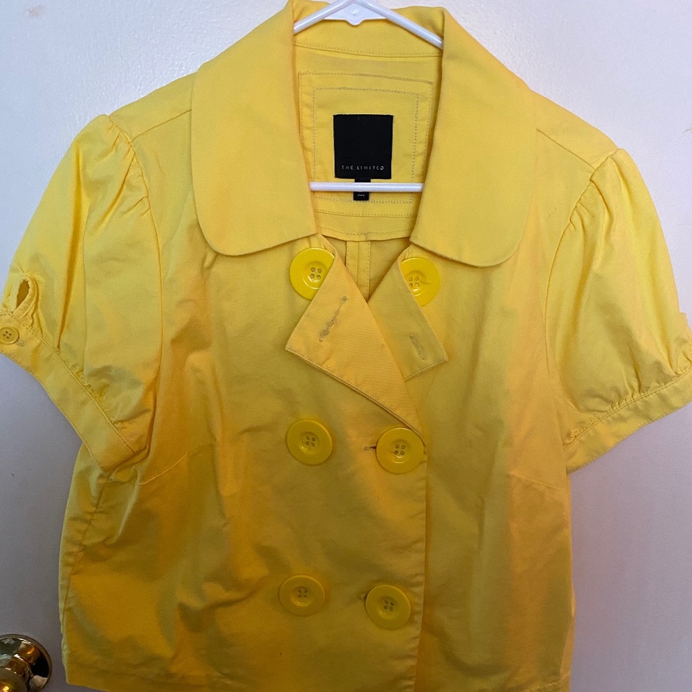 Bright yellow button front jacket